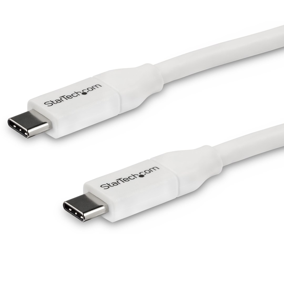 Kabllo StarTech.com USB-C në USB-C, 5A PD, 4 m, USB 2.0, e bardhë