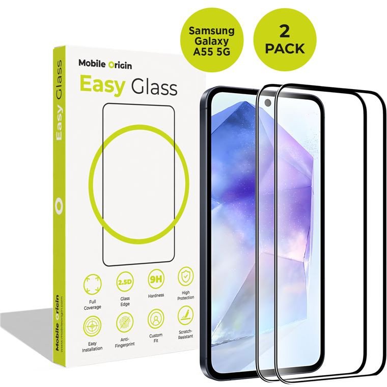 Xham mbrojtës Mobile Origin EasyGlass për Samsung Galaxy A55 5G, set 2 copë, transparent