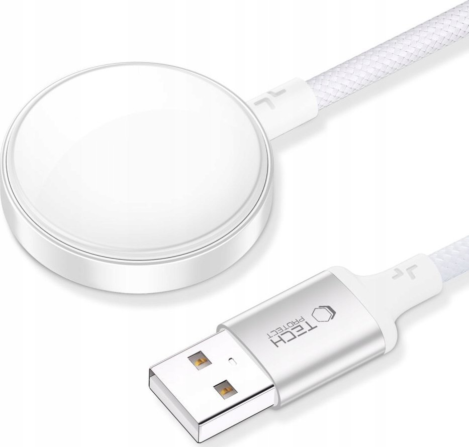 Kабел за магнетно полнење Tech-Protect UltraBoost MC02, 100cm, за Apple Watch, бел