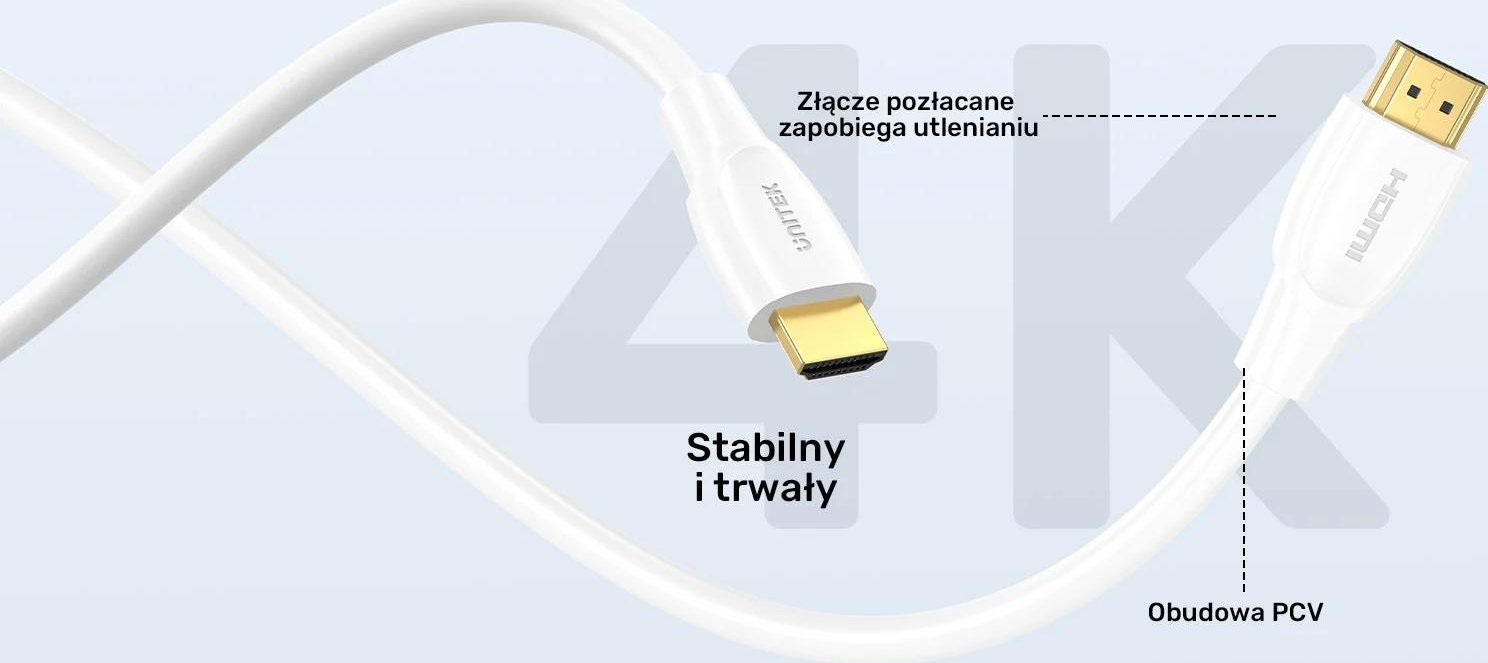 Kabllo HDMI Unitek C11090AWH03-1M, HDMI 2.0, 4K, 1m, e bardhë