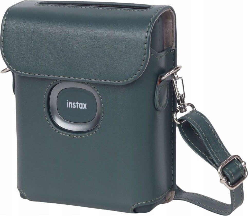 Куќиште LoveInstant за Fujifilm Instax Square Link, еко кожа, со ремен, темно зелена