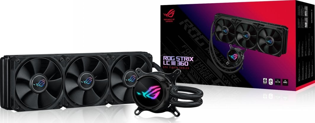 Ftohës me ujë Asus ROG Strix LC III 360 (90RC00T0-M0UAY0), 2200rpm, 36dBa, 70CFM, 360mm, i zi