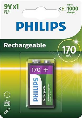 Bateri Philips 9VB1A17/10, rimbushëse, 170Mah 9V