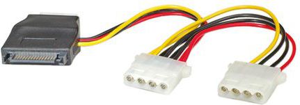 Kabllo adapter ROLINE Y SATA në 3x 4 pin Molex, për HDD, e zezë