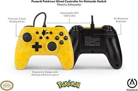 Kontroller PowerA Pikachu Shadow, me kabllo, i verdhë