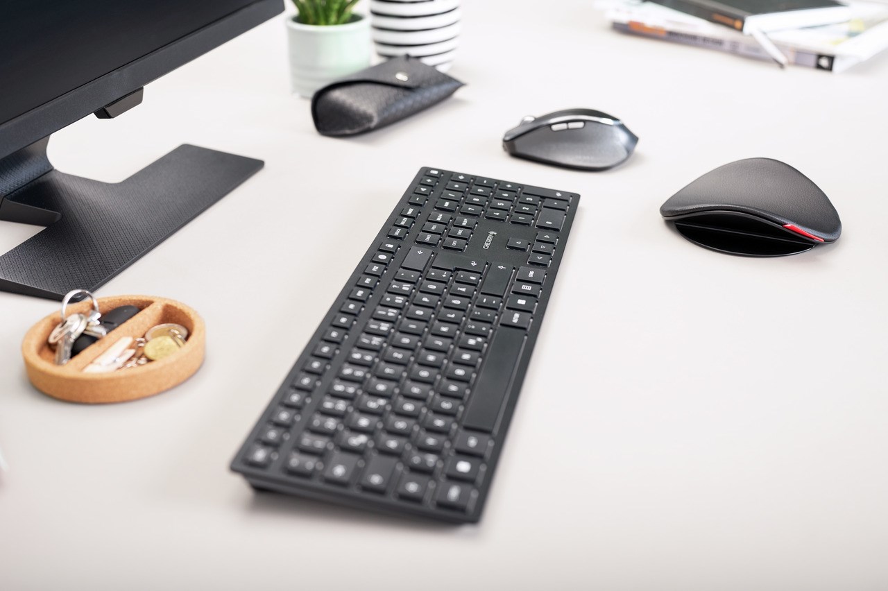 Tastierë CHERRY KW 9100 SLIM, Pa kabllo, QWERTZ, e zezë/e argjendtë