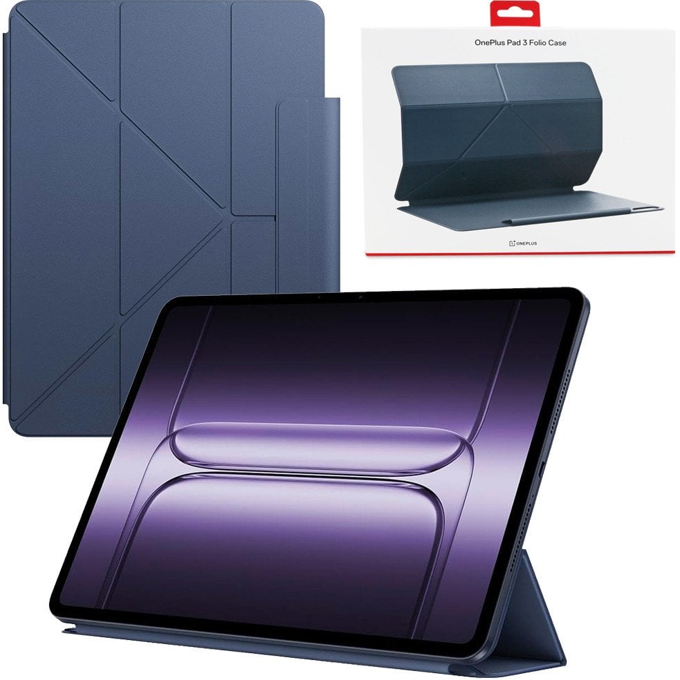 Këllëf tablet OnePlus Pad 3 Folio, magnetik, auto wake sleep, blu i errët