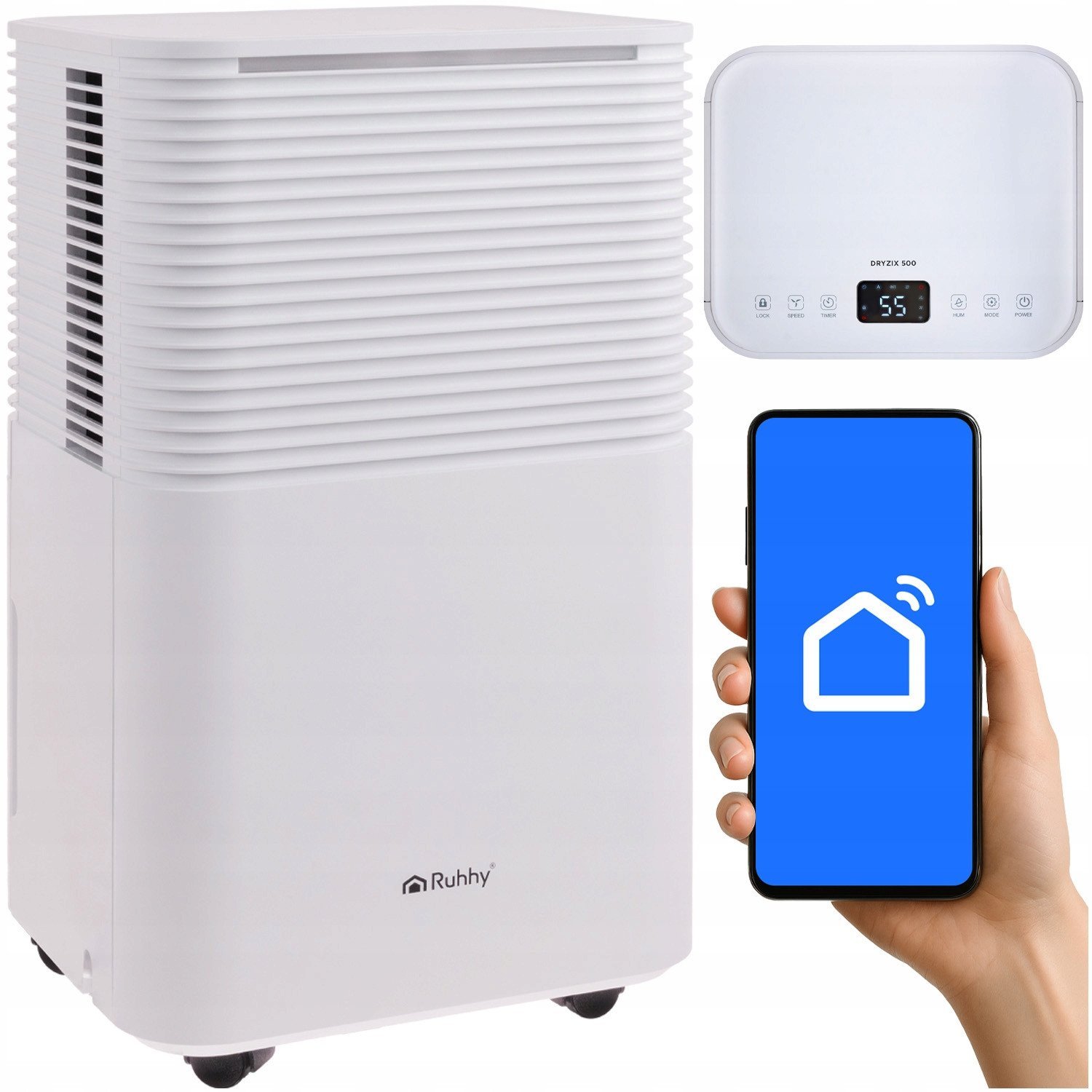 Avullues lagështie Ruhhy Dryzix 500 26498, 12L në ditë, 30 m², i bardhë