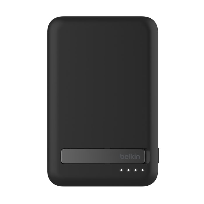 Karikues portativ Belkin BoostCharge Pro, 5000mAh, Qi2 MagSafe, me stendë, i zi
