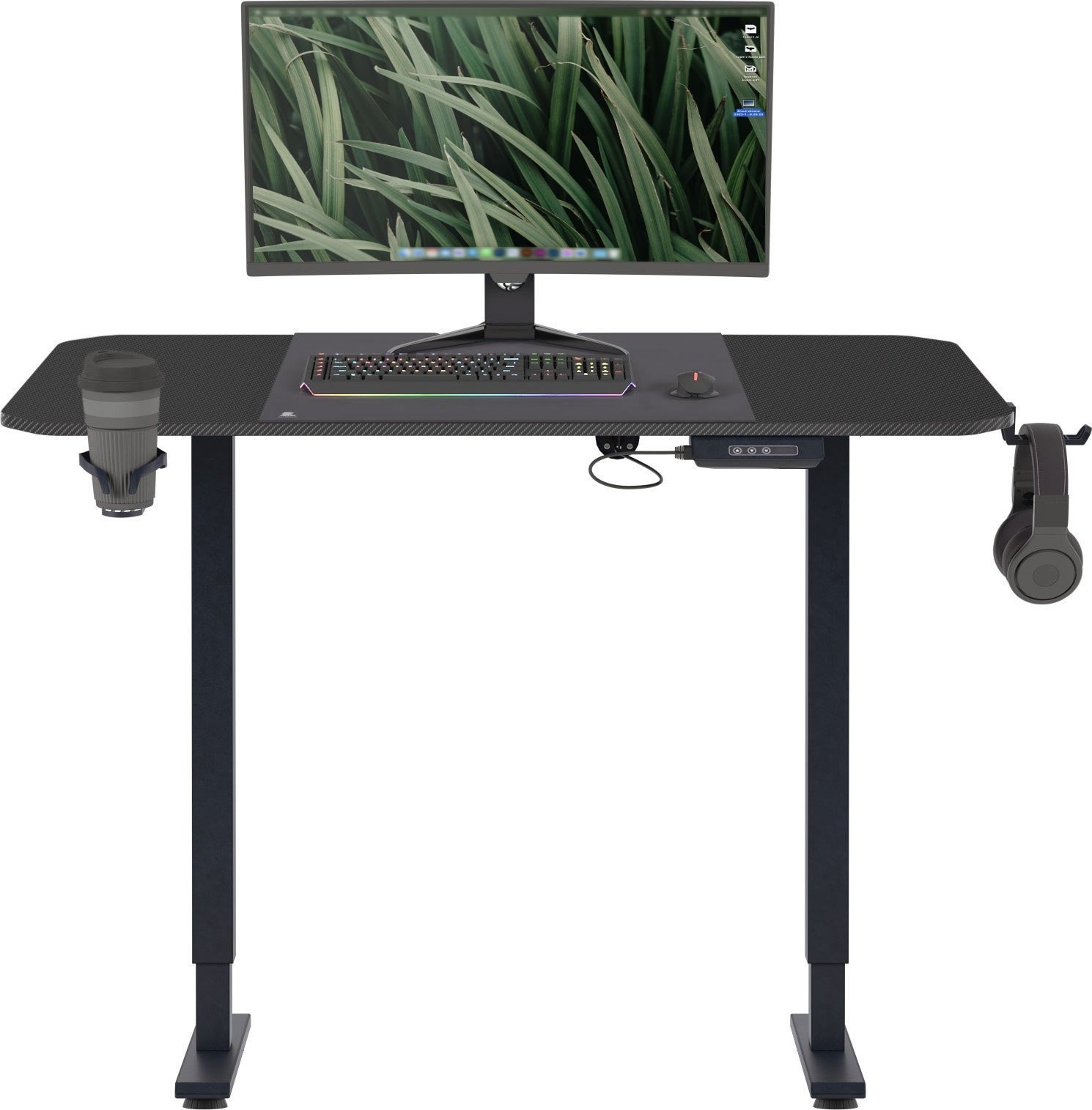 Tryezë elektrike ergonomike Jan Nowak Egon, 110 cm, lartësi e rregullueshme, e zezë