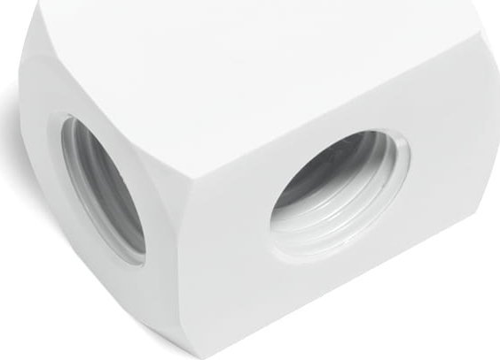 Pjesë lidhëse T Alphacool HF TEE Round G1/4, metal, e bardhë
