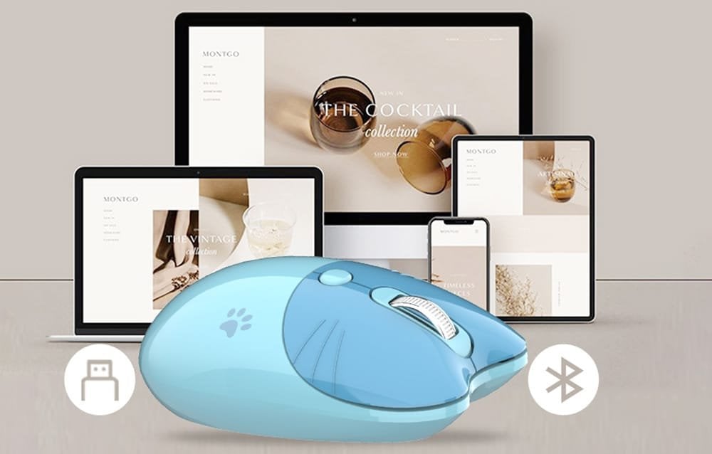 Maus wireless Mofii M3DM, 1600 DPI, 2.4G Bluetooth, blu