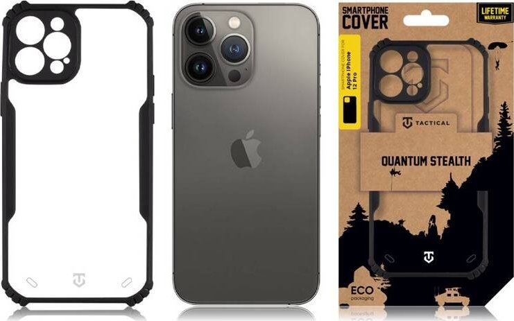 Mbulesë telefoni Tactical Quantum Stealth Cover për iPhone 12 Pro, TPU, transparente me të zezë