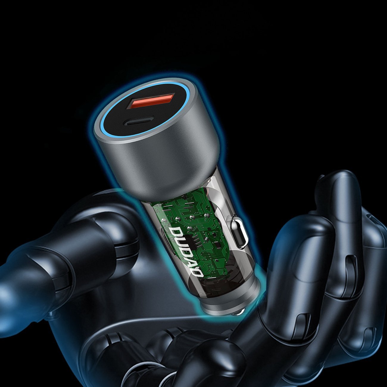 Полнач за автомобил Dudao R4T, 30W, USB A и USB C, сив