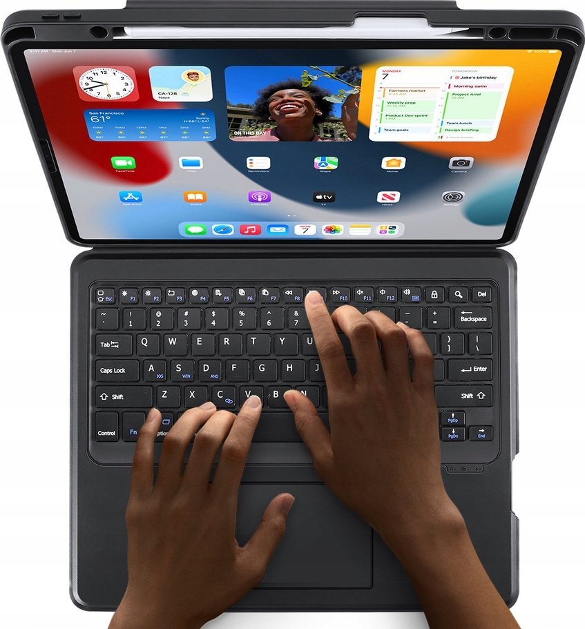 Këllëf me tastierë Dux Ducis DK për iPad Air 13 2024, Bluetooth, PU, gri