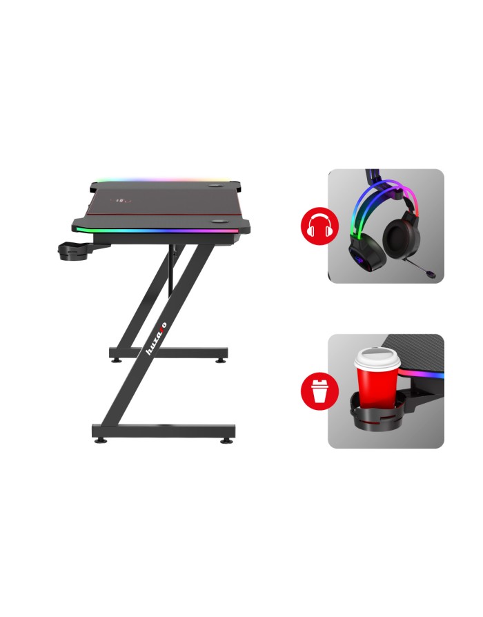 Tavolinë gaming Huzaro HZ-HERO 3.3, RGB, e zezë