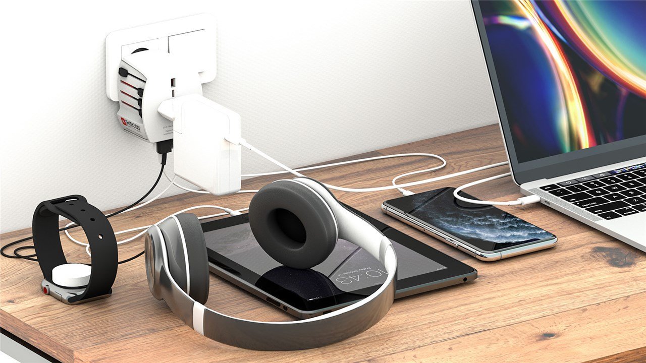 Adapter universal udhëtimi Skross World Adapter MUV USB, 4.8A, hyrje 100-250V, i bardhë
