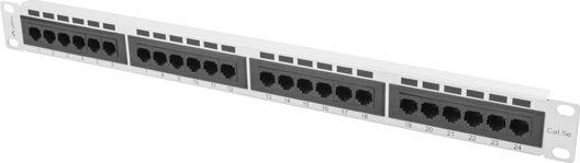 Patch panel Lanberg (PPU5-1024-S), 1U, 19", 24x RJ-45, Cat.5e, i hirtë