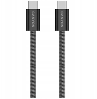 Kabllo USB C Canyon OnWire 60MG, USB C në USB C, 1m, 60W, e zezë