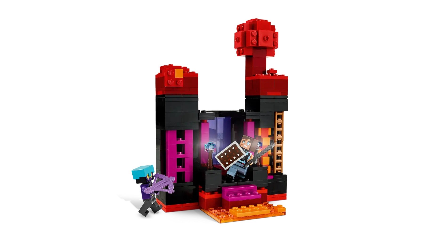 Lodër ndërtimi Lego Minecraft 21279 The Enderman Tower, set me kulla dhe figura, shumëngjyrëshe