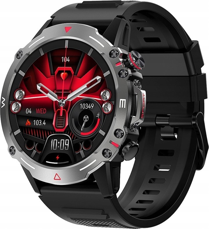 Smartwatch Veltori VT110-1, ekran 1.43" AMOLED, Bluetooth, me rrip silikoni i zi