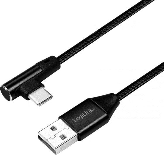 Kabllo USB LogiLink CU0137, USB A në USB C, 0.3 m, e zezë