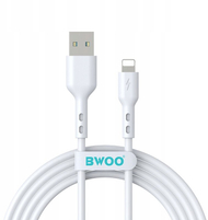 Кабел за полнење Bwoo USB во Lightning 3A, 2m, 15W, бел