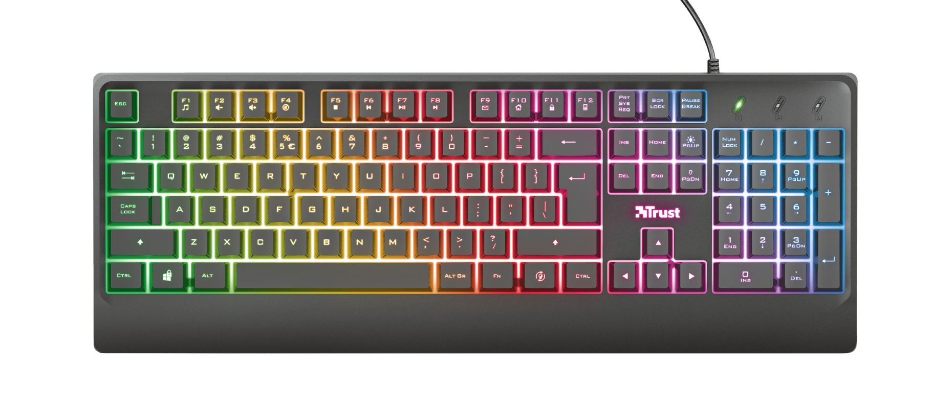 Tastierë gaming Trust Ziva Rainbow, RGB, e zezë