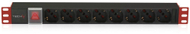 PDU rack 19" 1U Techly, 8 dalje, çelës me ndriçim, i zi