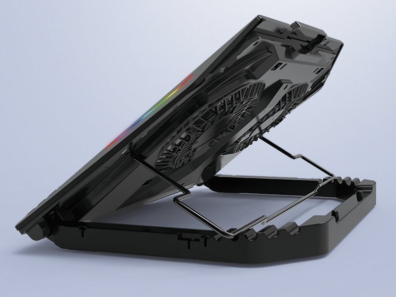 Stand ftohës për laptop Conceptronic THYIA ERGO, 2 fan, RGB, i zi