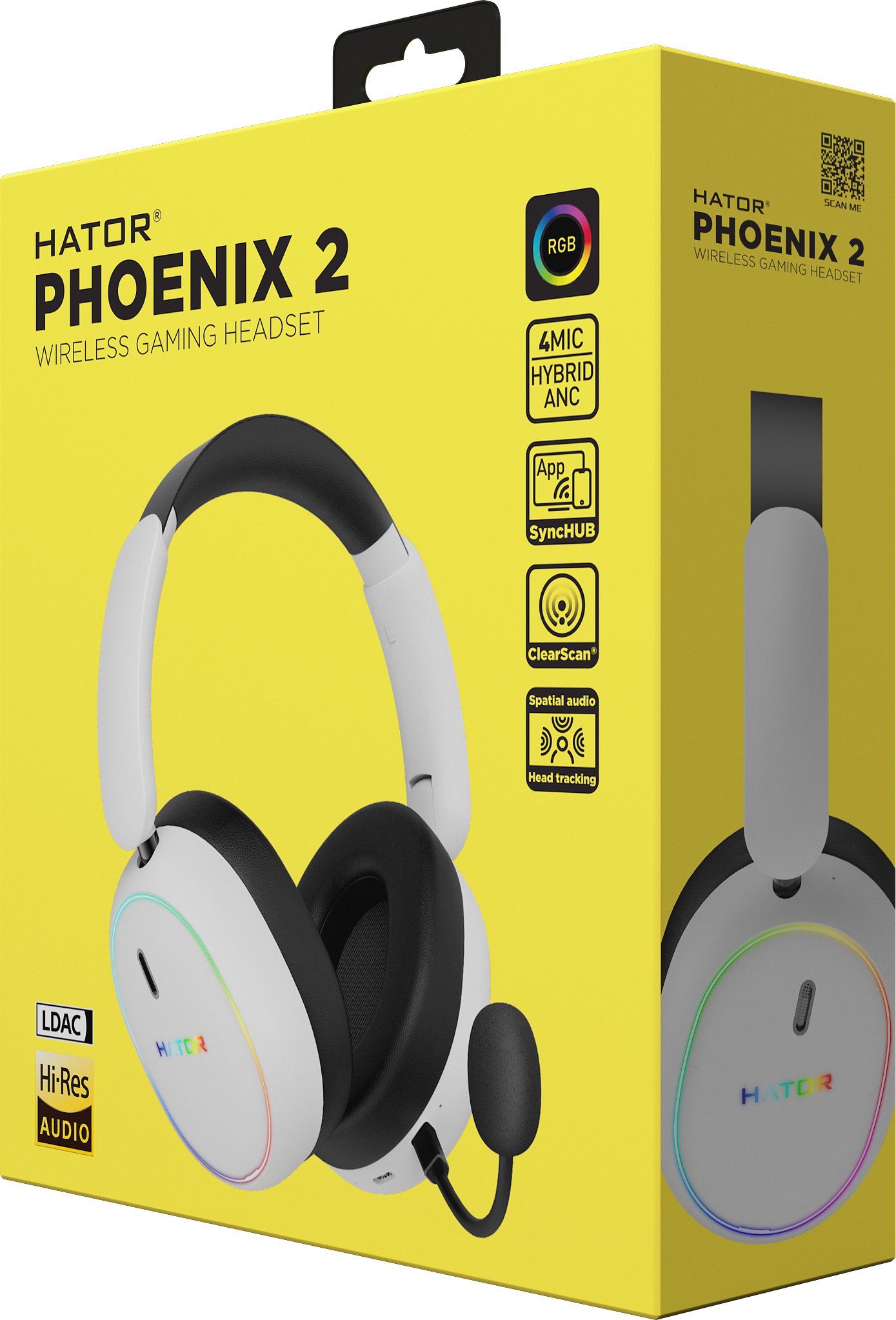 Kufje gaming Hator Phoenix 2, wireless, e bardhë
