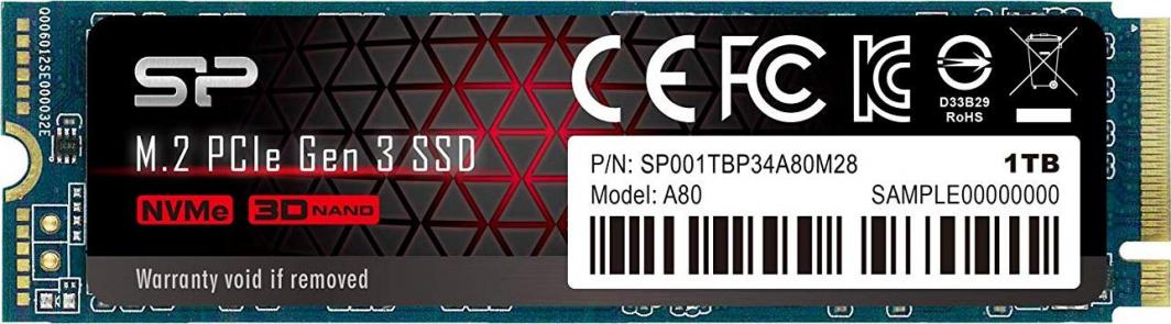 Disk SSD Silicon Power P34A80, 1TB, M.2 2280 PCI-E x4 Gen3 NVMe