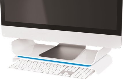 Stendë monitori Leitz WOW, deri 27", blu e bardhë