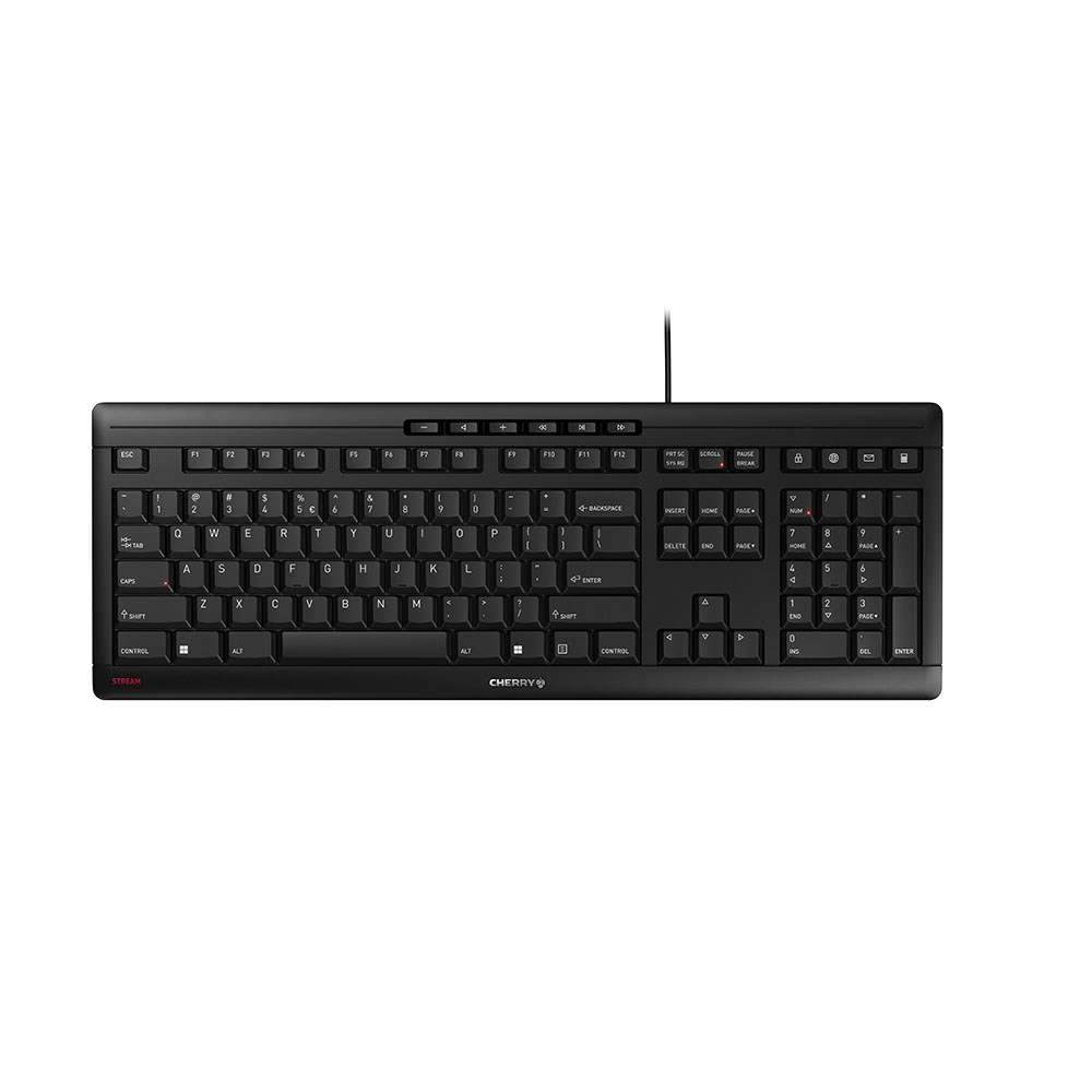 Tastierë Cherry STREAM, 104 + 10 taste, USB, e zezë