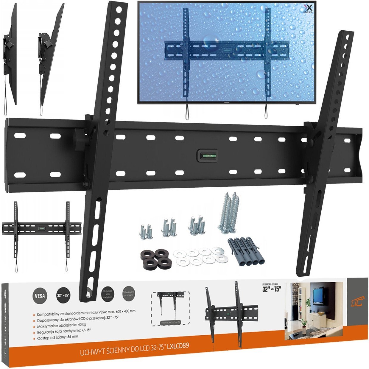 Mbajtëse muri për TV LTC Strong, 37-99", deri 50 kg, e zezë