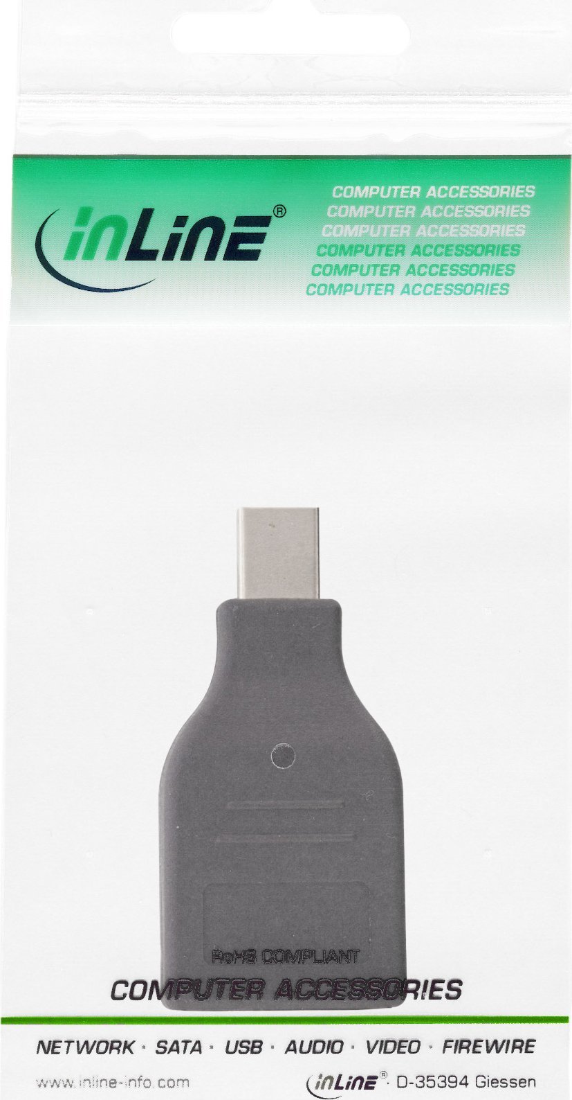 Adapter InLine Mini DisplayPort në HDMI, Full HD 60Hz, i bardhë