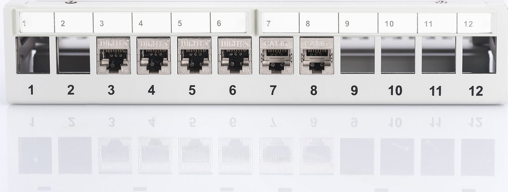 Пач панел за биро Digitus, 12 порти, RJ45, црн
