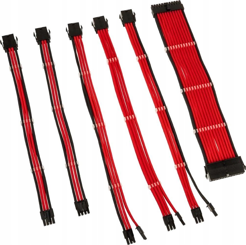 Set kabllosh zgjatëse Kolink Core Adept, braided, për PSU PCIe 5.0, e kuqe Racing Red
