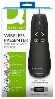 Prezantues me lazer Q-Connect Wireless, 5 butona, lazer i kuq, i zi