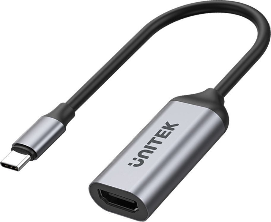 Адаптер УСБ Јунитек V1420A, УСБ Ц во ХДМИ, 4К 60Hz, сив