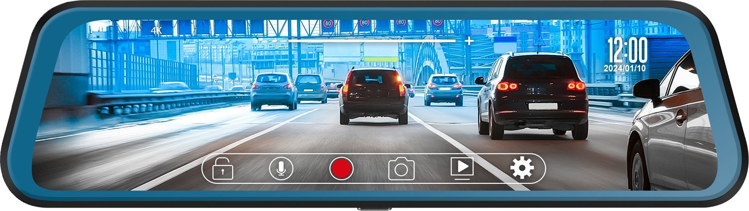 Kamerë pasqyre për veturë 4K, ekran 9.66", kënd 170°, e zezë