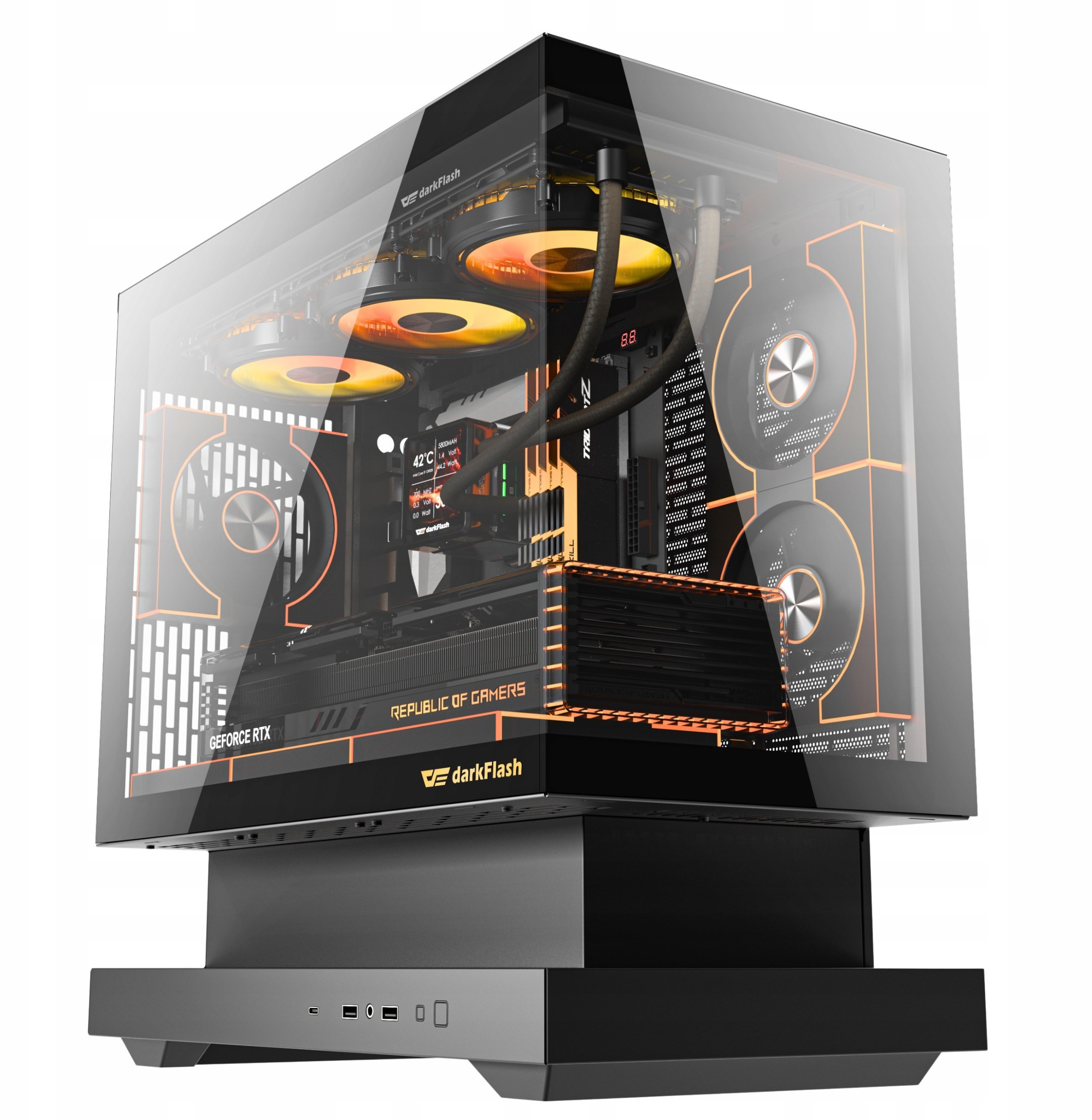 Kuti kompjuteri Darkflash F1, Midi Tower, 6 ventilatorë ARGB, e zezë