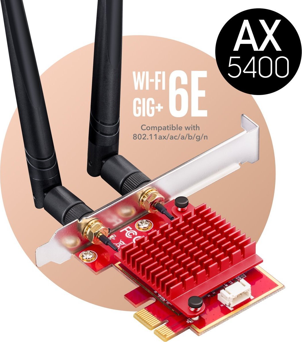 Kartelë rrjeti Cudy WE3000S, Wi‑Fi 6E, Bluetooth 5.2, e zezë