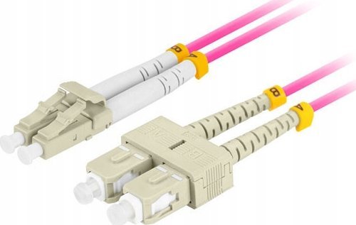 Kabllo fibër optike Lanberg Patchcord MM LC SC Duplex OM4 50/125, 2m, LSZH, vjollcë