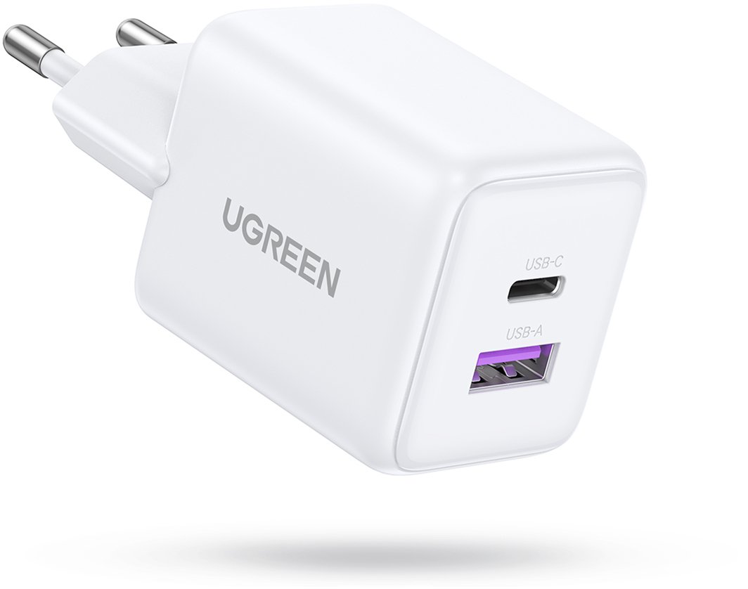 Полнач за во ѕид Ugreen X516, 30W, 2 порти USB A USB C, бел