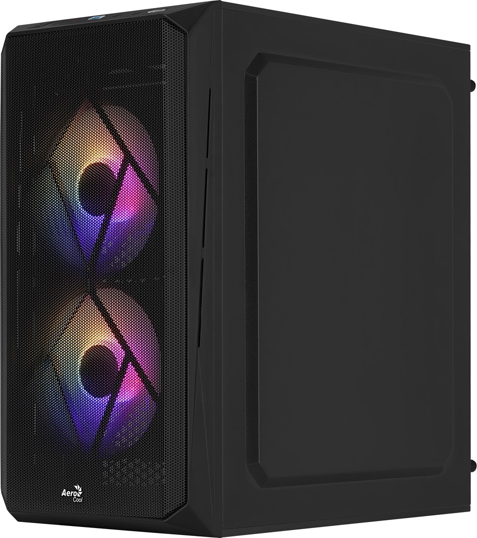 Kuti kompjuteri Aerocool CS-107 FRGB, mini tower, panel akrilik, e zezë