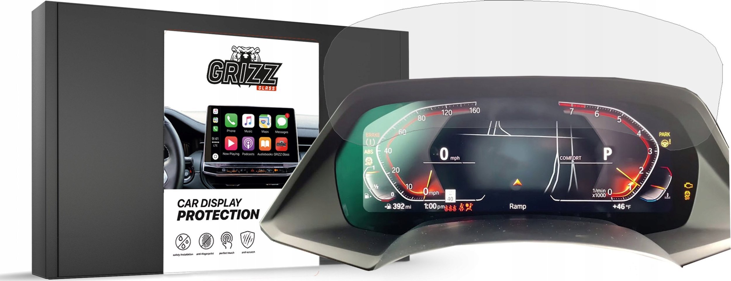 Folie mbrojtëse matte GRIZZ për ekran BMW Z4 G29 Live Cockpit 10.25", anti‑shenja gishtash, transparente
