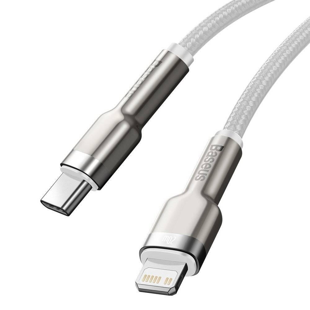 Kabllo karikimi Baseus CATLJK-A02, USB C në Lightning, 1 m, e bardhë