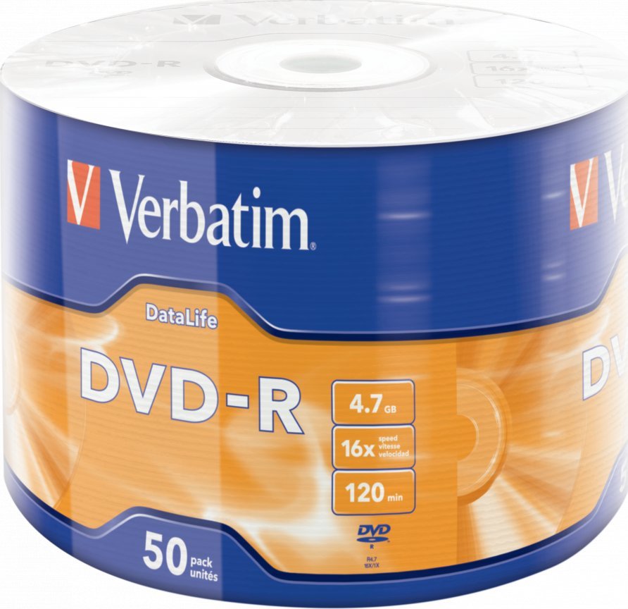 DVD disk Verbatim DataLife, 4.7GB, 16x, paketë 50 copë, Matt Silver