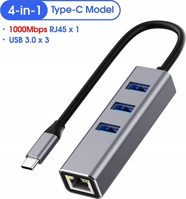 Stacion USB C Bounn JL C3103, 4 në 1, 3x USB 3.0, RJ45, gri
